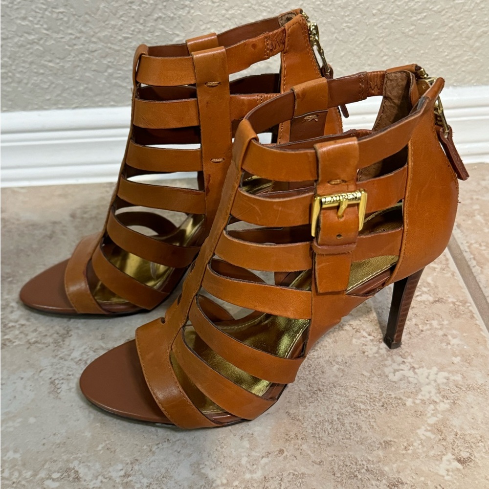 Ralph Lauren Mya Caged Leather Bootie